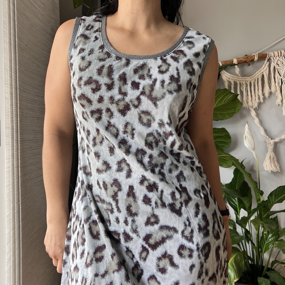 Vintage 90s Y2K Tribal Animal Print Mesh Maxi Dress L Grunge Column Stylen retro - Picture 7 of 10